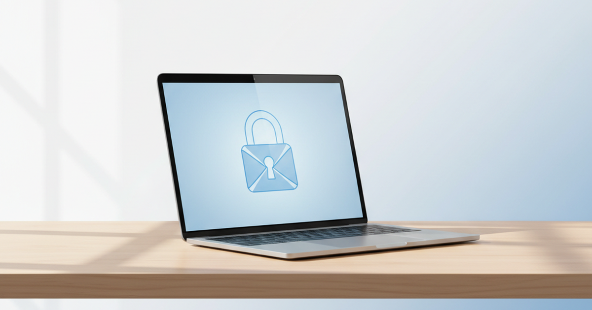A laptop on a quiet desk at dusk, suggesting an AI assistant used with data kept under the owner's control.