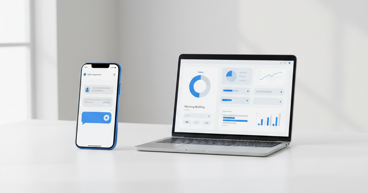 Two AI assistant setups side by side, one cloud chat and one private managed dashboard.